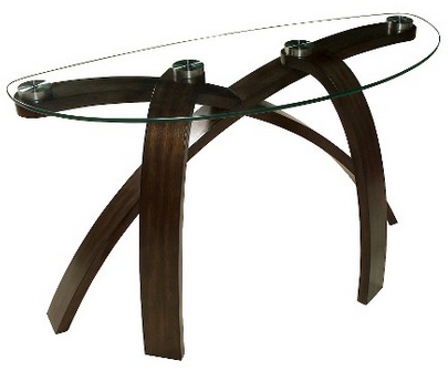 lot 51 image: Allure Wood and Glass Sofa Table HazelnutGlass - Magnussen Home