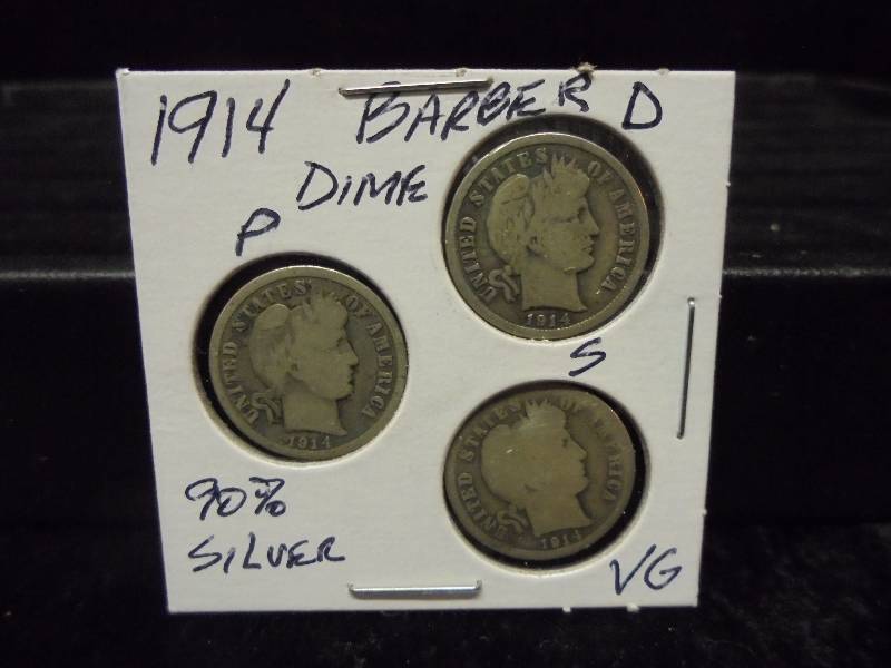 1914 P,D & S Barber Dimes