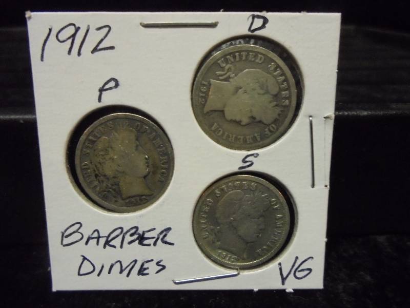 1912 P,D & S Barber Dimes
