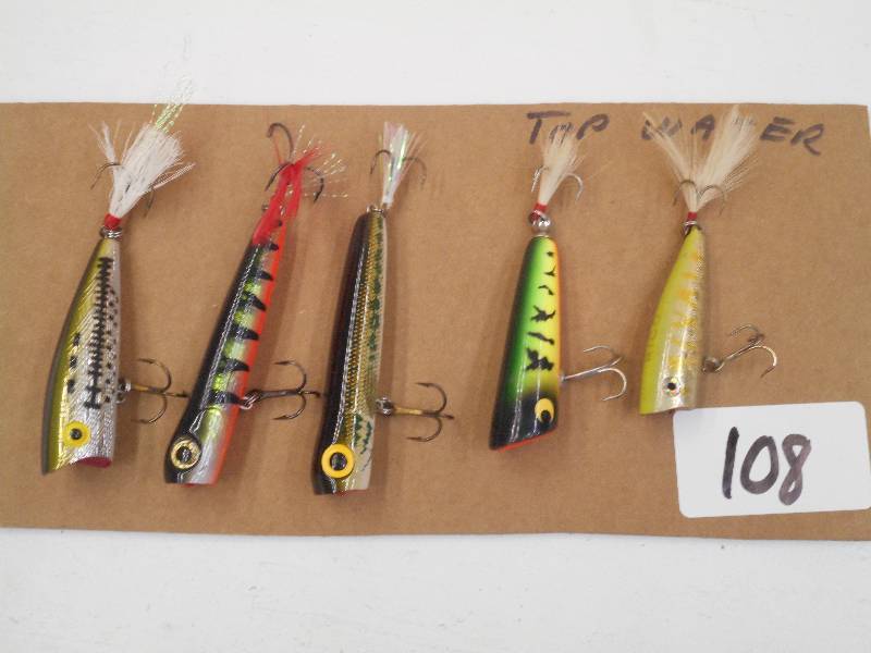 lot 108 image: Lot Of (5) Topwater Plug Lures ...