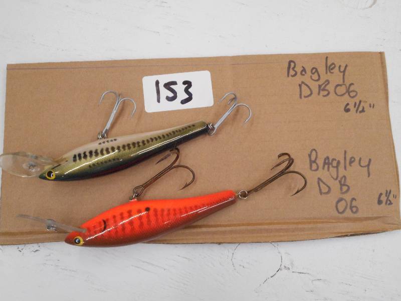 lot 153 image: (2) Bagley 6.5 DB06 Muskie Lures ...