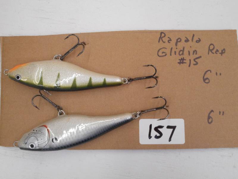lot 157 image: (2) Rapala Gilding Rap #15 6 Muski...