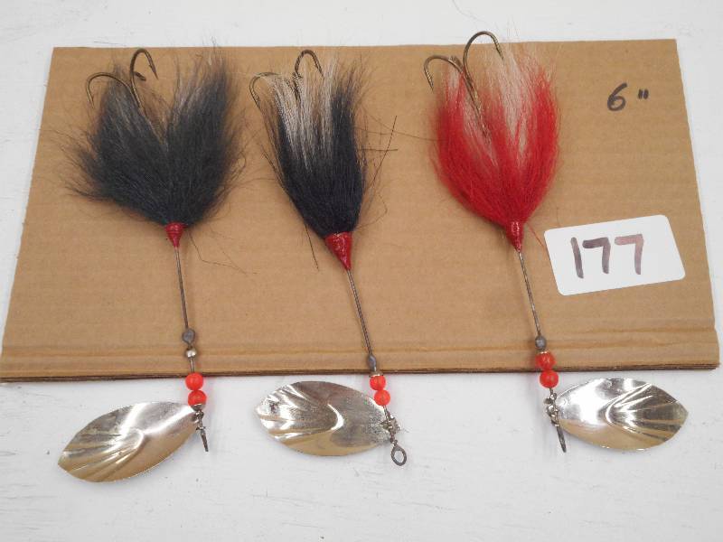 lot 177 image: (3) 6 Muskie Spinner Lures ...