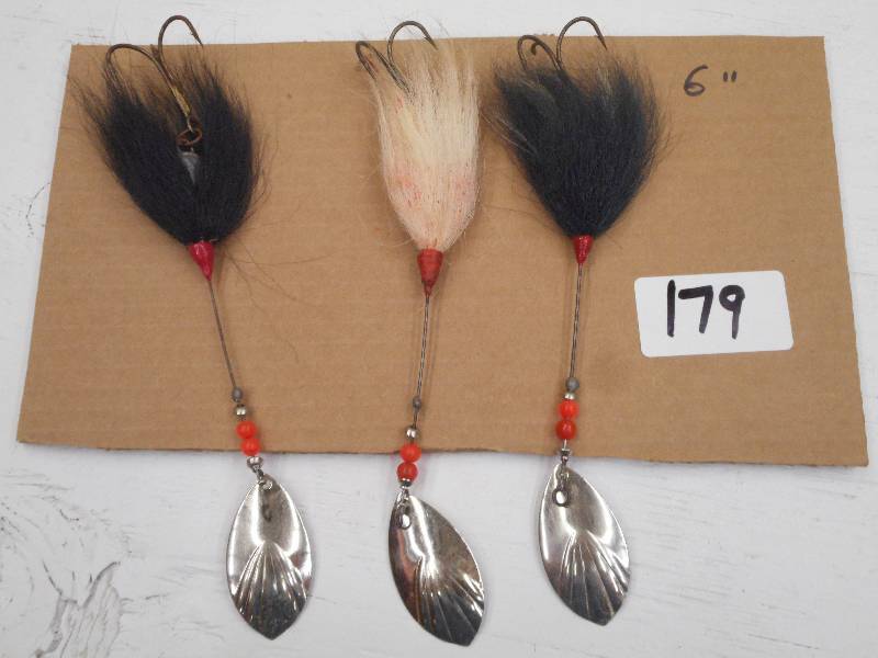 lot 179 image: (3) 6 Muskie Spinner Lures ...