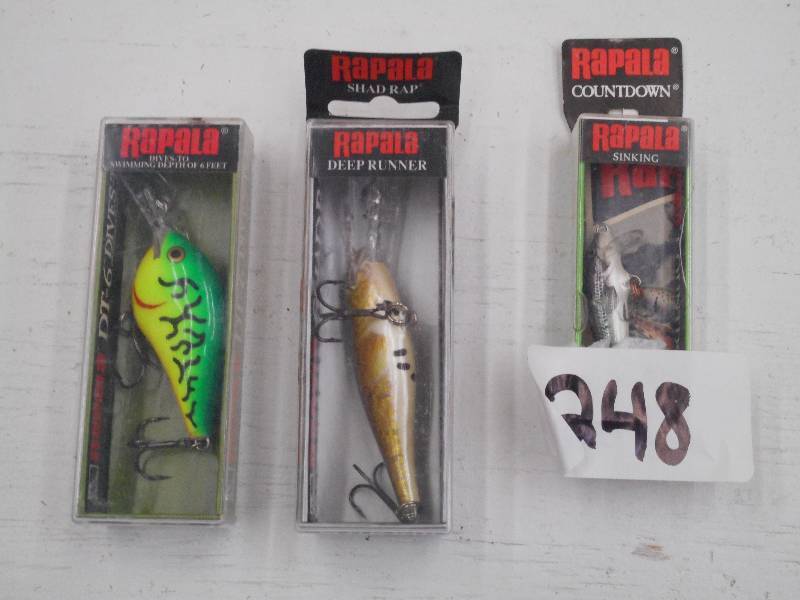 lot 248 image: Lot Of (3) New Rapala Fishing Lures...