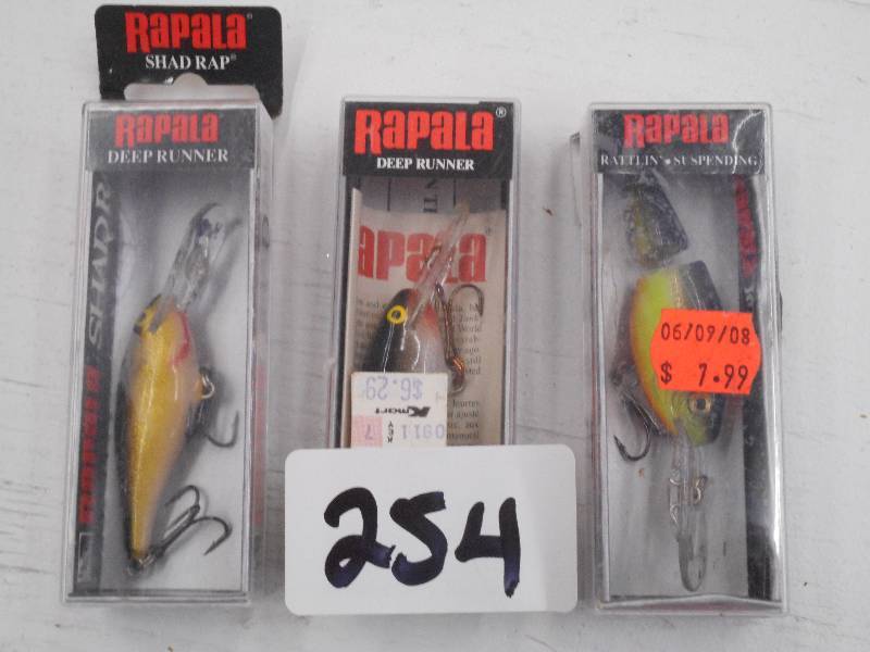 lot 254 image: Lot Of (3) New Rapala Fishing Lures...