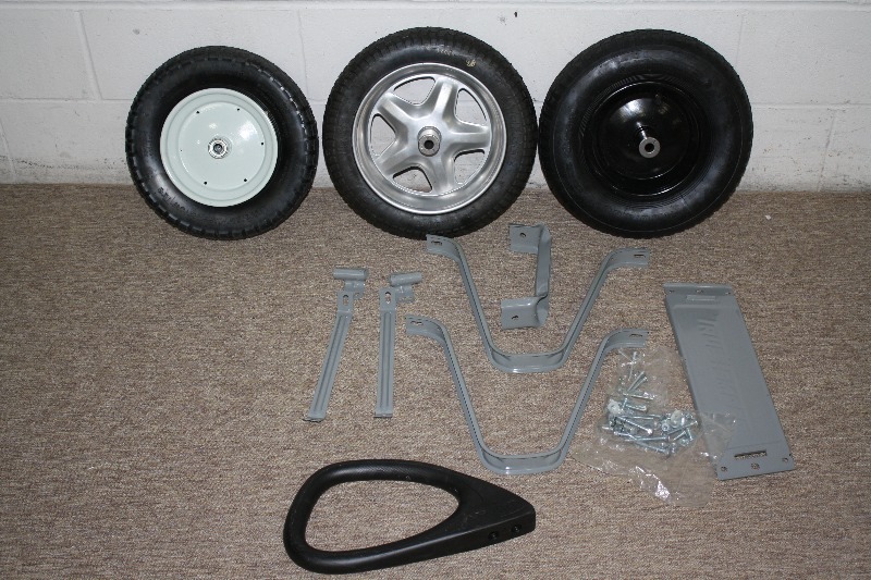 lot 157 image: Universal Wheel Barrow Wheels and parts lot