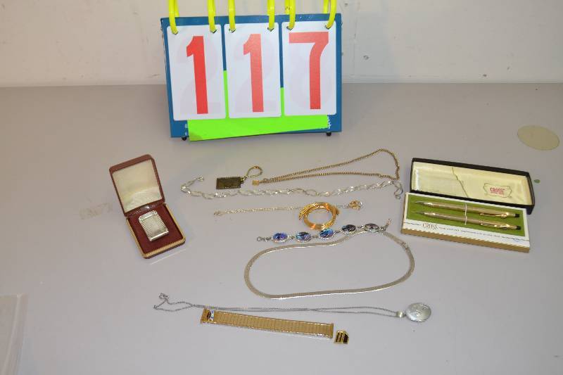 lot 117 image: Jewelry and Pens