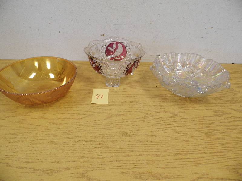 3 Piece Carnival Glass