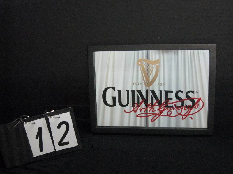 lot 12 image: Guinness beer mirror, Arthur Guinness signature, excellent condition