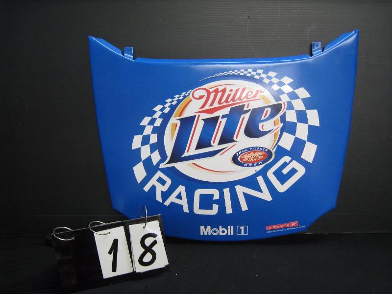 lot 18 image: Miller Lite Mobil1 Racing - tin hood, aluminum, looks new