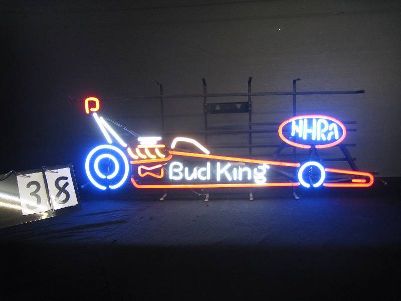 lot 38 image: Bud King Budweiser NHRA four color neon drag racer