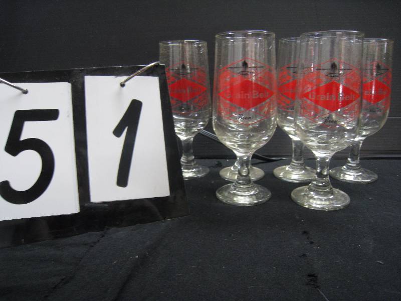 lot 51 image: Grain Belt stemware glasses - set of 6 - look very nice