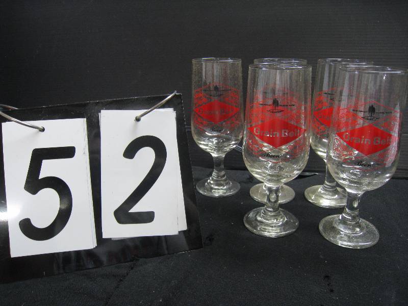 lot 52 image: Grain Belt stemware glasses - set of 5 - look very nice
