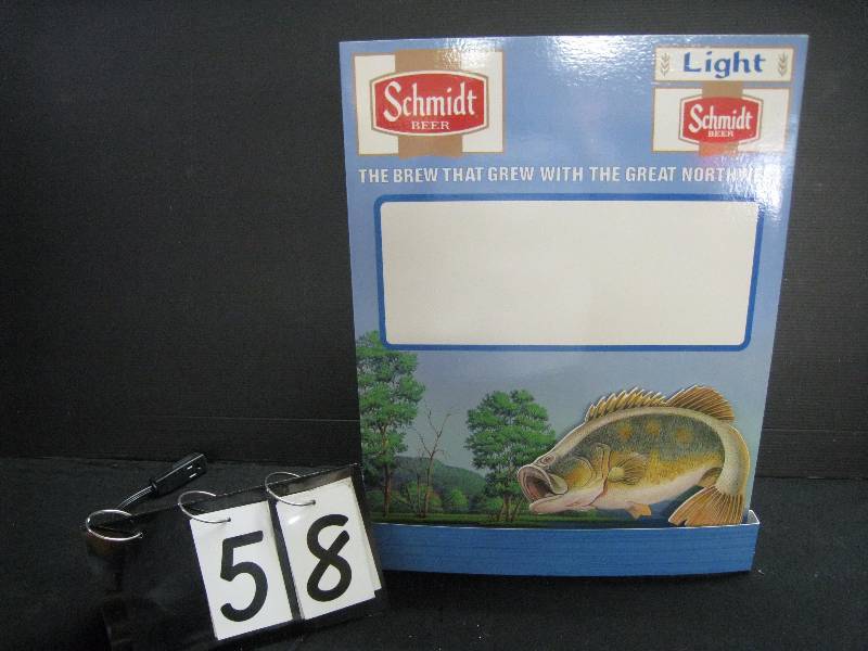 lot 58 image: Schmidt Beer bass with battery operated motion (fish moves) - NOS New Old Stock
