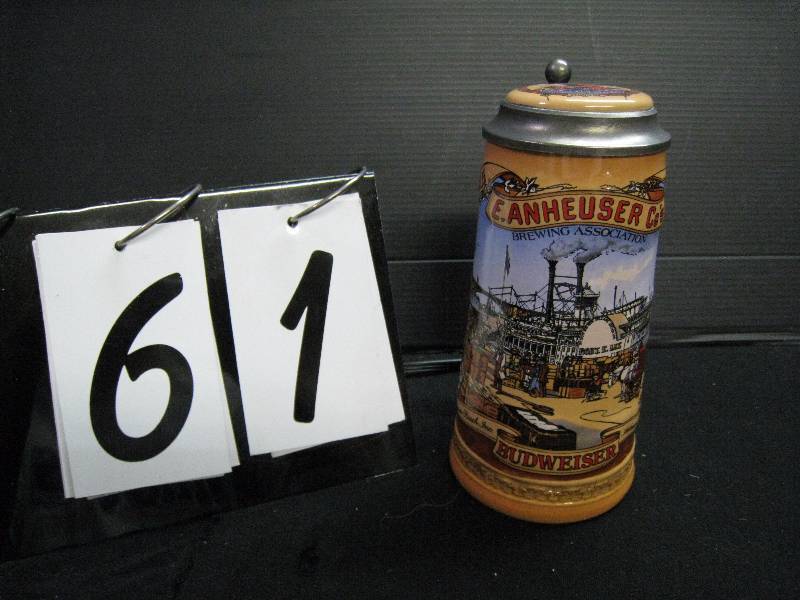 lot 61 image: Budweiser lidded stein, St Louis Riverfront - Classic Collection 1991 - high quality