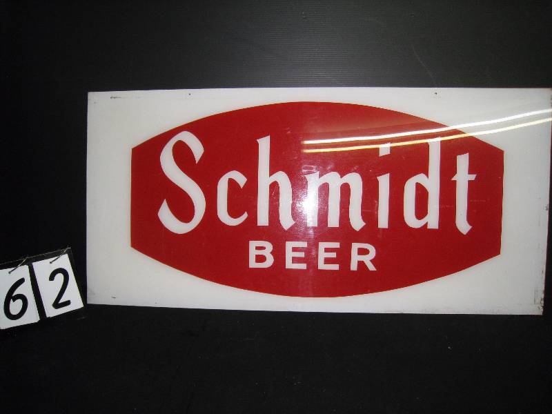 lot 62 image: Schmidt Beer screen printed acrylic sign face