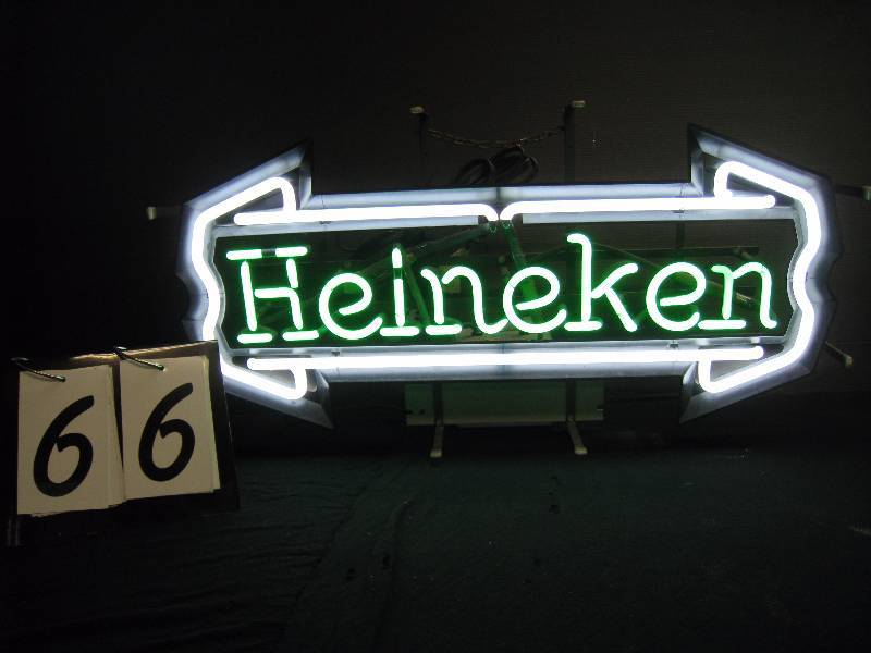 lot 66 image: Heineken green and white neon sign