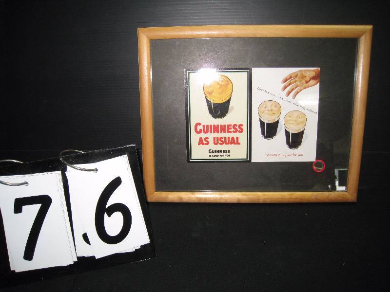 lot 76 image: Guiness framed prints - Happy Face pint