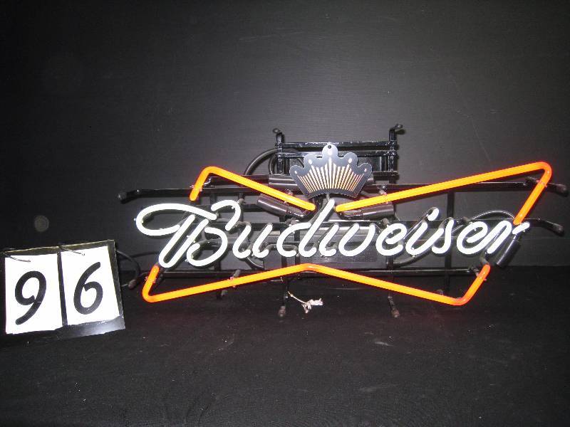 lot 96 image: Budweiser bowtie with crown - nice sign