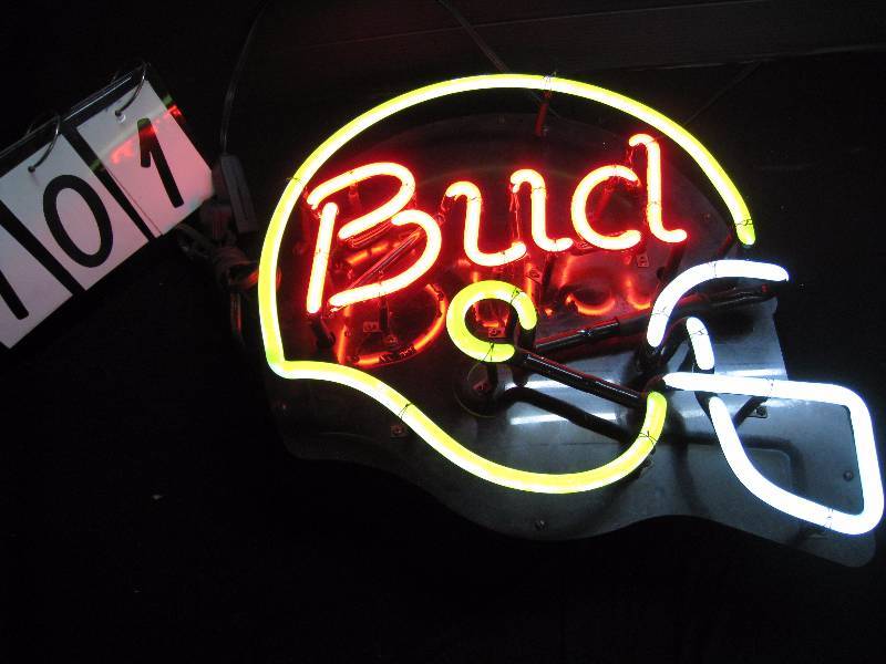 lot 101 image: Bud football helmet - old school, wall hanger only