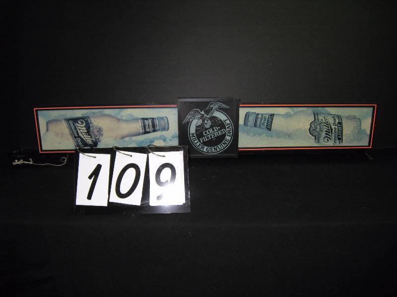 lot 109 image: Miller Genuine Draft - plastic back lit, shelf display (or above coolers) - lights up