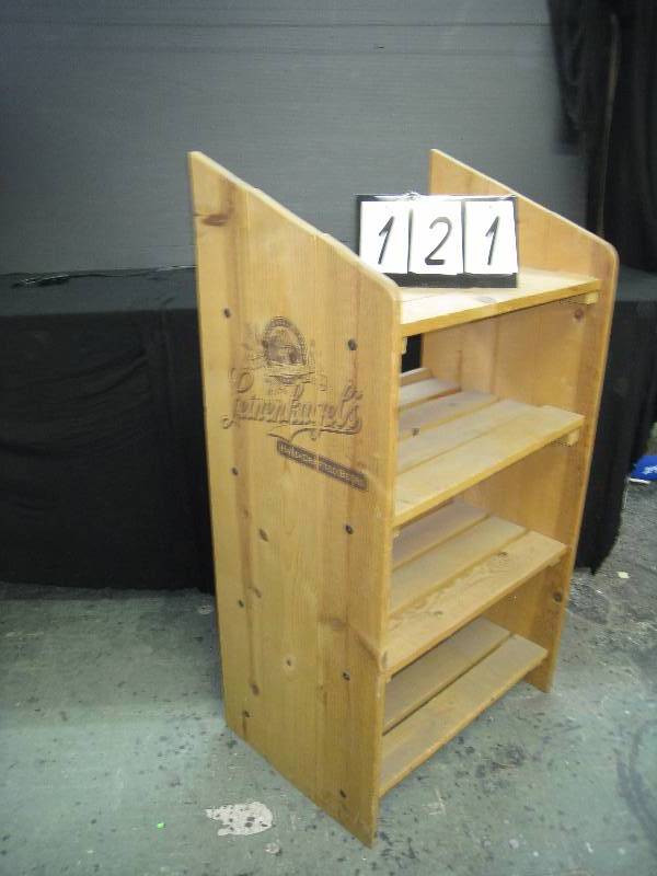 lot 121 image: Leinenkugels wooden shelf display