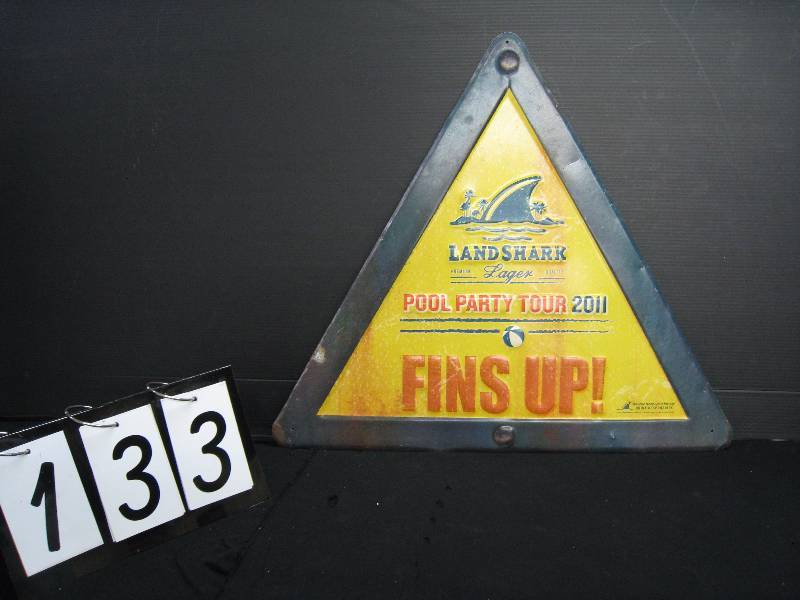 lot 133A image: Land Shark tin sign - Looks like a beach warning sign