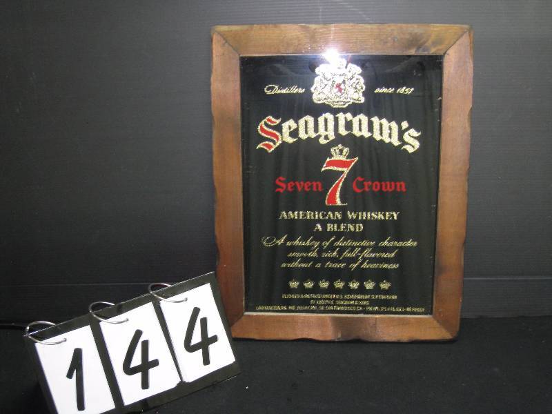 lot 144 image: Seagrams 7 mirror - lots of gold sparkle
