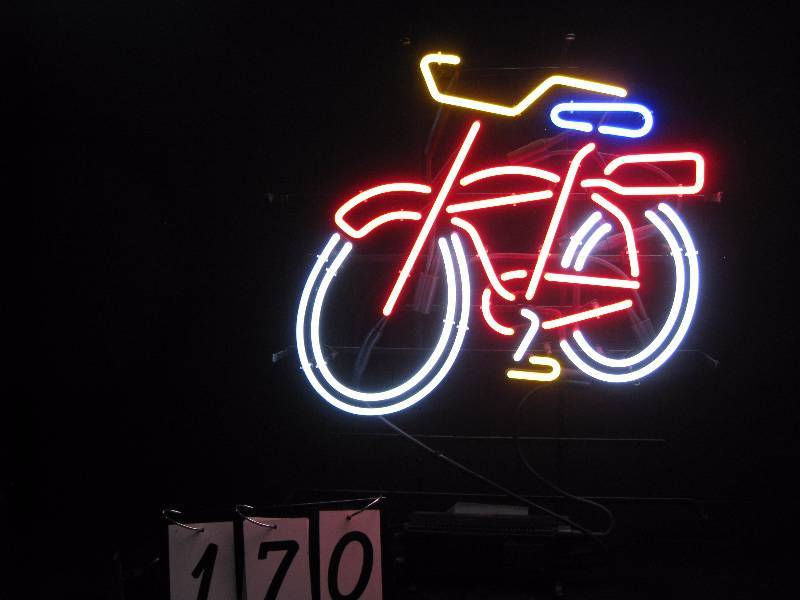 lot 170 image: Fat Tire neon - standard sign - missing Fat Tire lettering, but works great, bike is cool