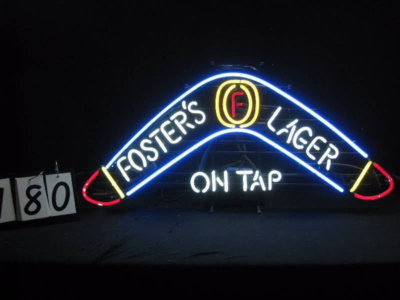 lot 180 image: Fosters Lager boomerang neon - Its Australian for beer