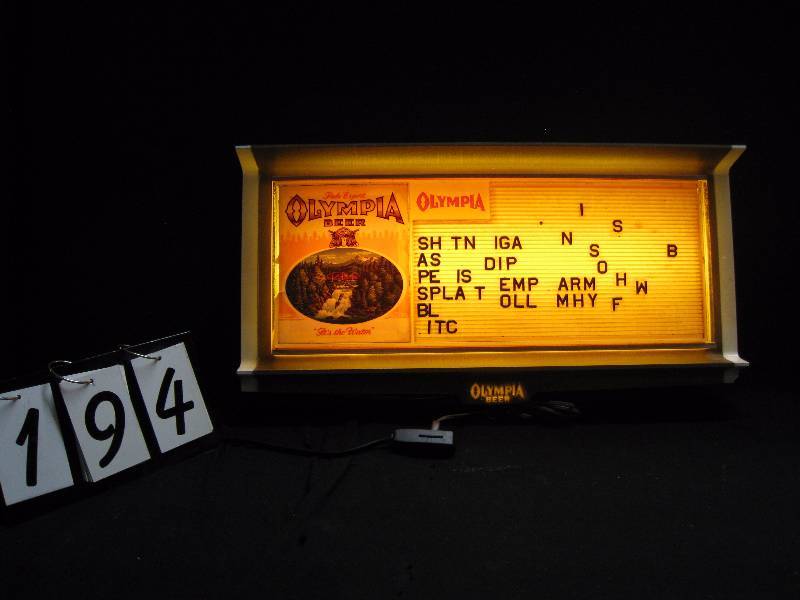 lot 194 image: Vintage Olympia light up menu board with letters
