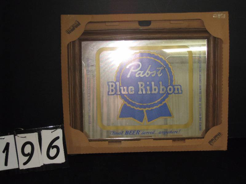 lot 196 image: PBR Pabst Blue Ribbon mirror - new