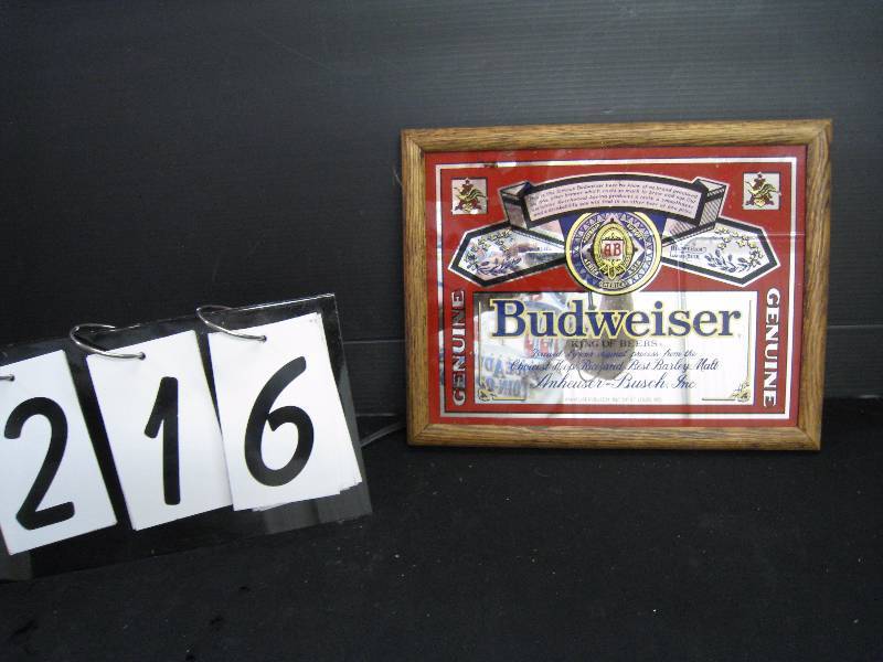 lot 216 image: Budweiser mirror