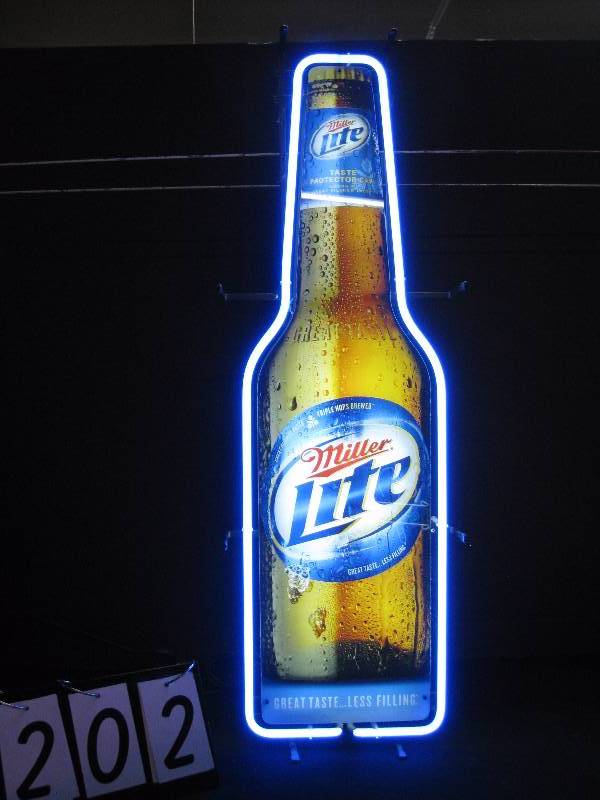 lot 202 image: Miller Light neon bottle