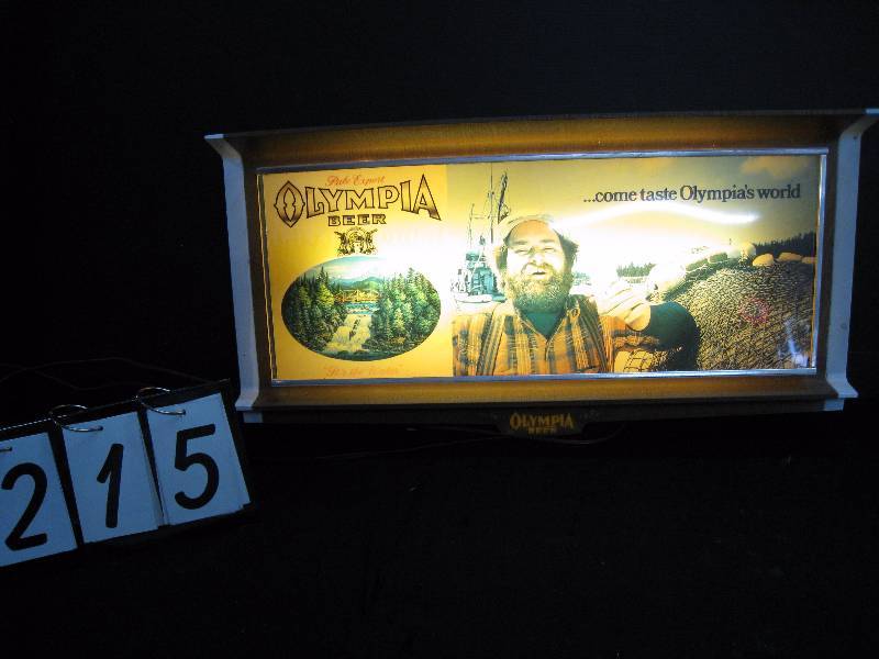 lot 215 image: Olympia Beer - Come Taste Olympias World light up
