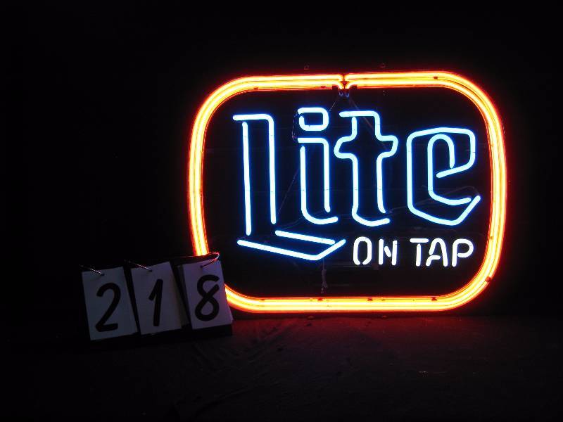 lot 218 image: Miller Lite On Tap neon