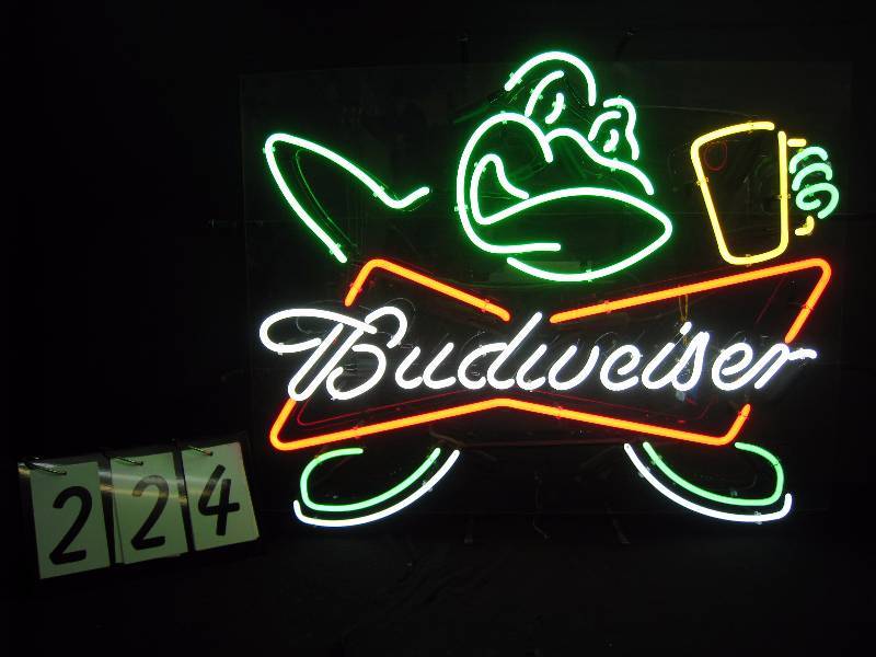 lot 224 image: Budweiser frog - Extremely Rare Possibly one-of-a-kind.