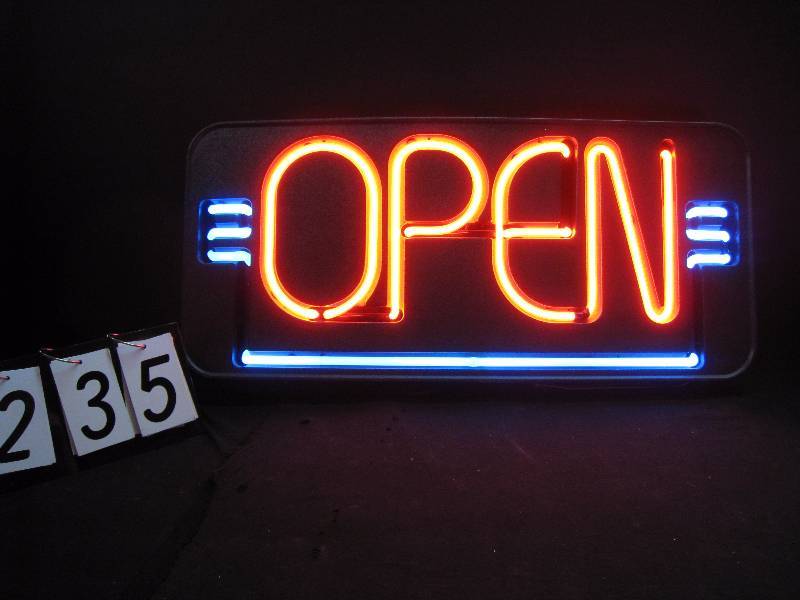 lot 235 image: OPEN neon sign, art deco design - works great