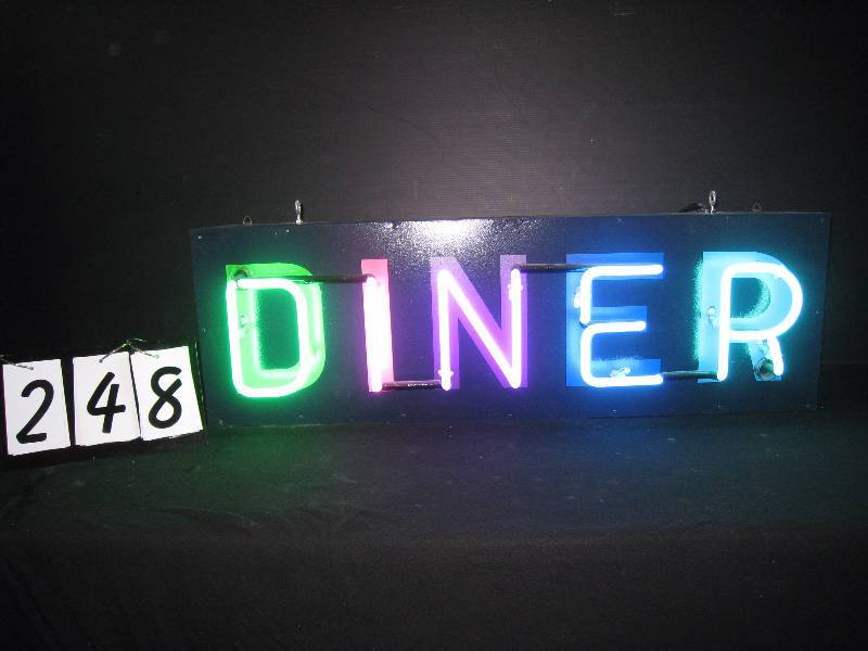 lot 248 image: Diner - cool colors neon with matching vinyl graphics, metal sign can