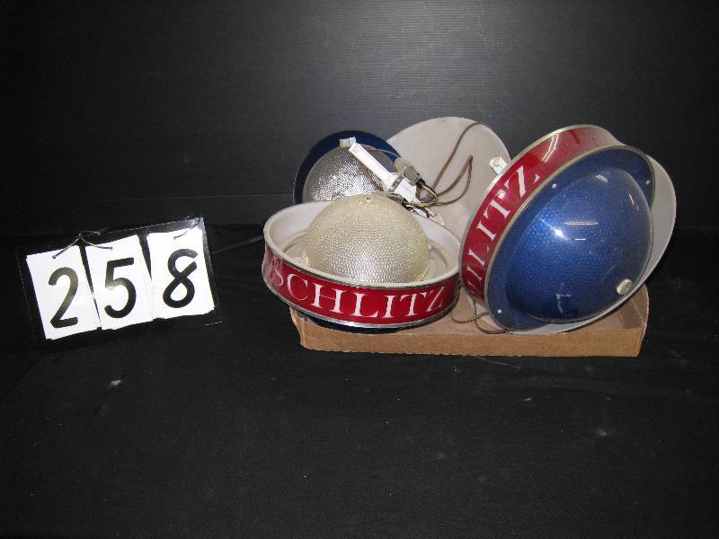 lot 258 image: Schlitz revolving globe lights - for parts - contains all parts for 2 globes, needs motors