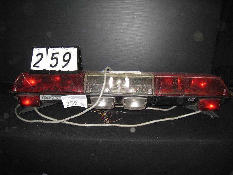 lot 259 image: Police car  cop light bar, Street Hawk brand - functions, wires are labelled - needs control box, has roof mounting brackets