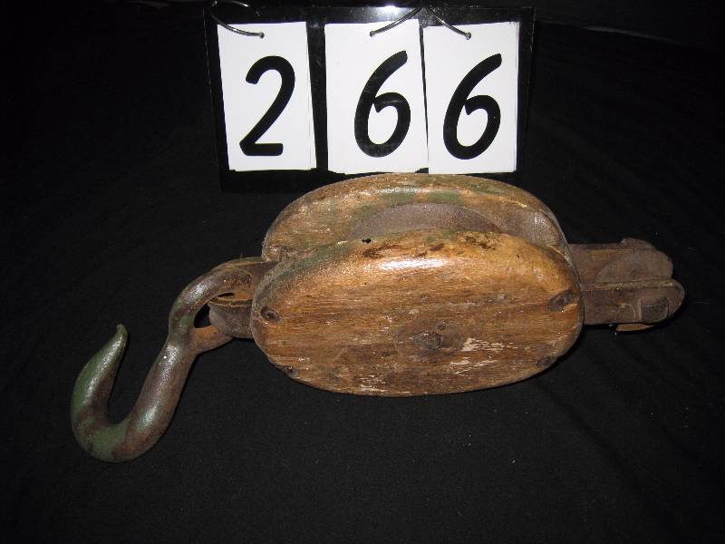 lot 266 image: Old block and tackle - cool tool for your garage