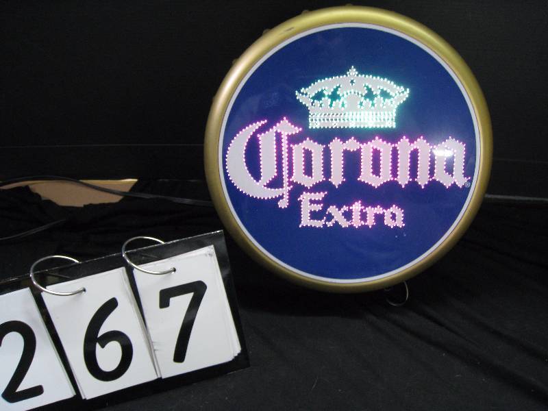 lot 267 image: Corona Extra bottle cap, fiber optics change colors - Beautiful And very cool