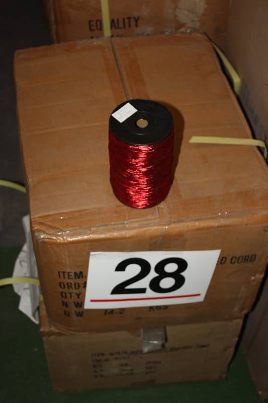 lot 28 image: Metallic braided cord #1525, 20 rolls red  20 rolls green     Quantity 40 spools