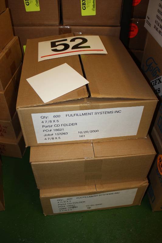 lot 52 image: White Chipboard DVDCD Sleeve      Quantity 1800
