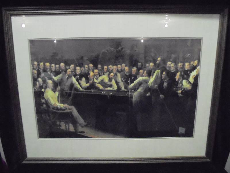 Framed Presidents, Theologians, etc Playing Pool Print
