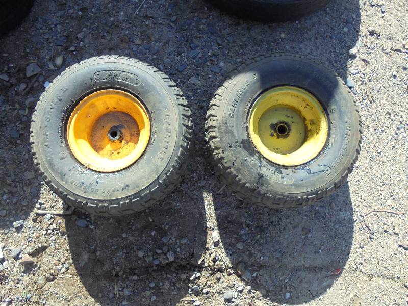 Tires - Pair CARLISLE 15x6.00x6 Turfsaver Tires on rims