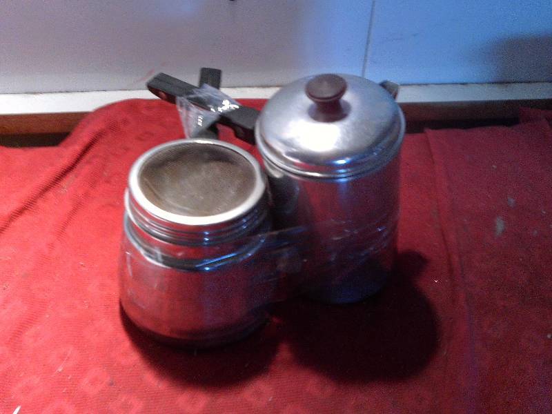 ANTIQUE COFFEE POT AND STRAINER
