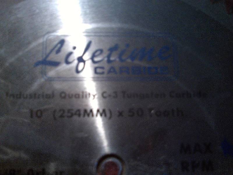 LIFE TIME CARBIDE 10 INCH X 50 TOOTH CIRCULAR BLADE
